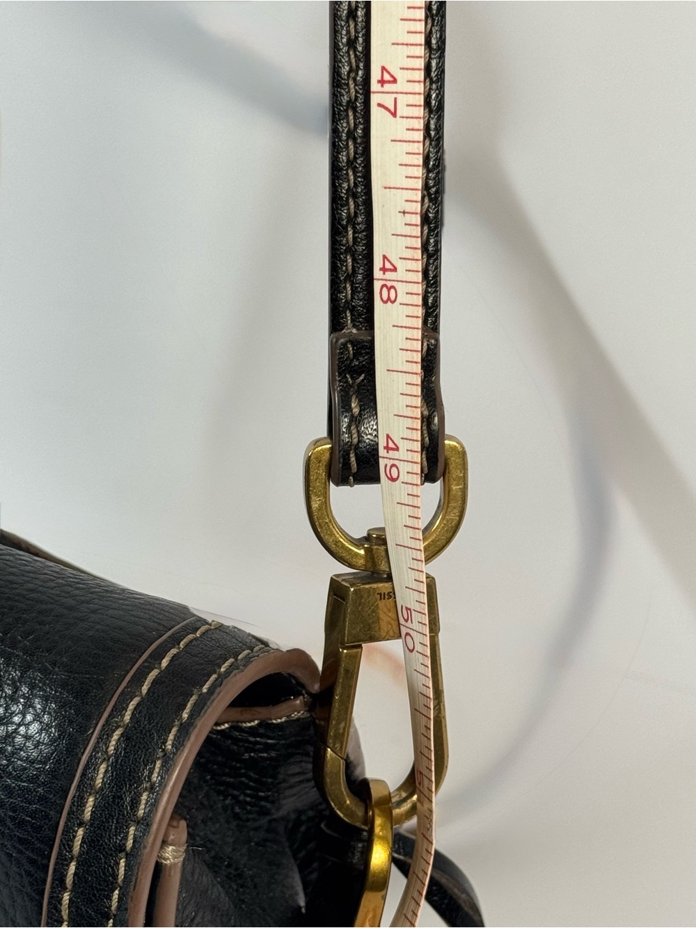 Fossil Black Leather Crossbody with Brown Trim - Picture 8 of 15